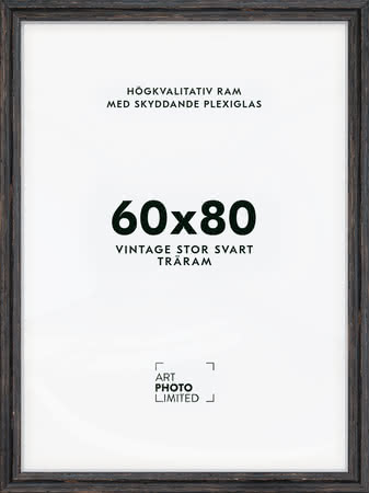 Stor Vintage Svart Träram 60x80cm Stor Vintage Svart Träram 60x80cm