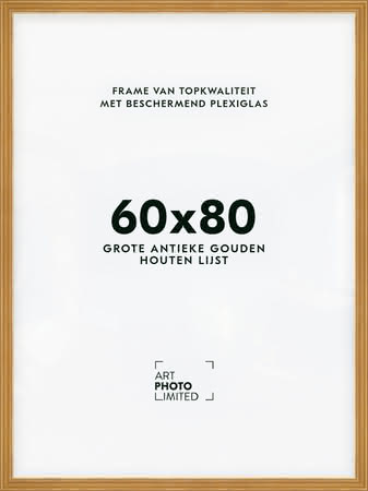 Brede Houten lijst Goudkleurig Goud 60x80cm Brede Houten lijst Goudkleurig Goud 60x80cm