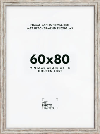 Brede Houten lijst Vintage Witte 60x80cm Brede Houten lijst Vintage Witte 60x80cm