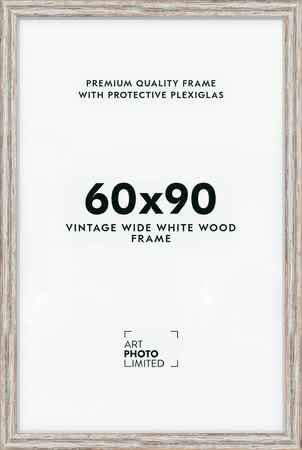 Wide Vintage White Wooden frame 60x90cm