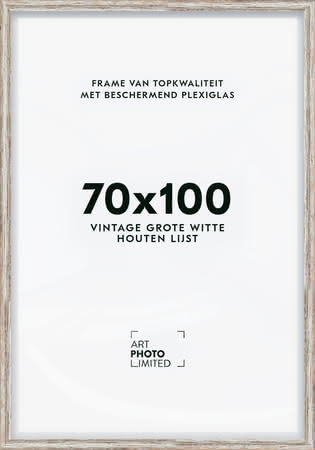 Brede Houten lijst Vintage Witte 70x100cm Brede Houten lijst Vintage Witte 70x100cm