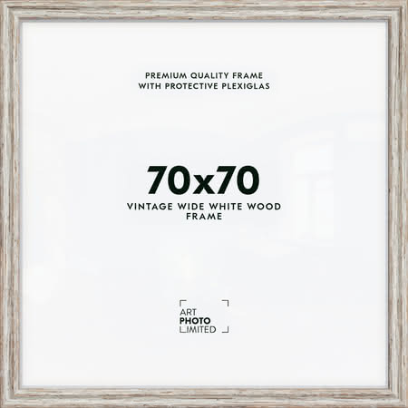 Wide Vintage White Wooden frame 70x70cm - Premium Quality