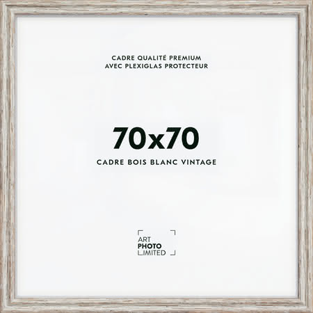 Cadre en bois blanc large vintage 70x70cm