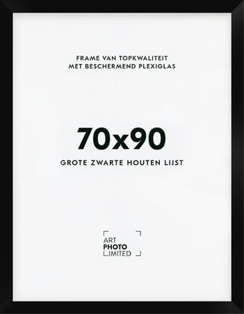 Brede Houten lijst Zwart 70x90cm