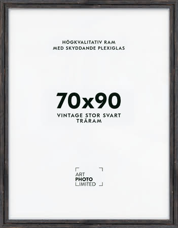 Stor Vintage Svart Träram 70x90cm Stor Vintage Svart Träram 70x90cm