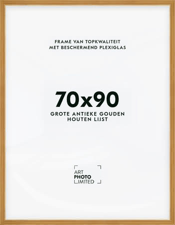 Brede Houten lijst Goudkleurig Goud 70x90cm