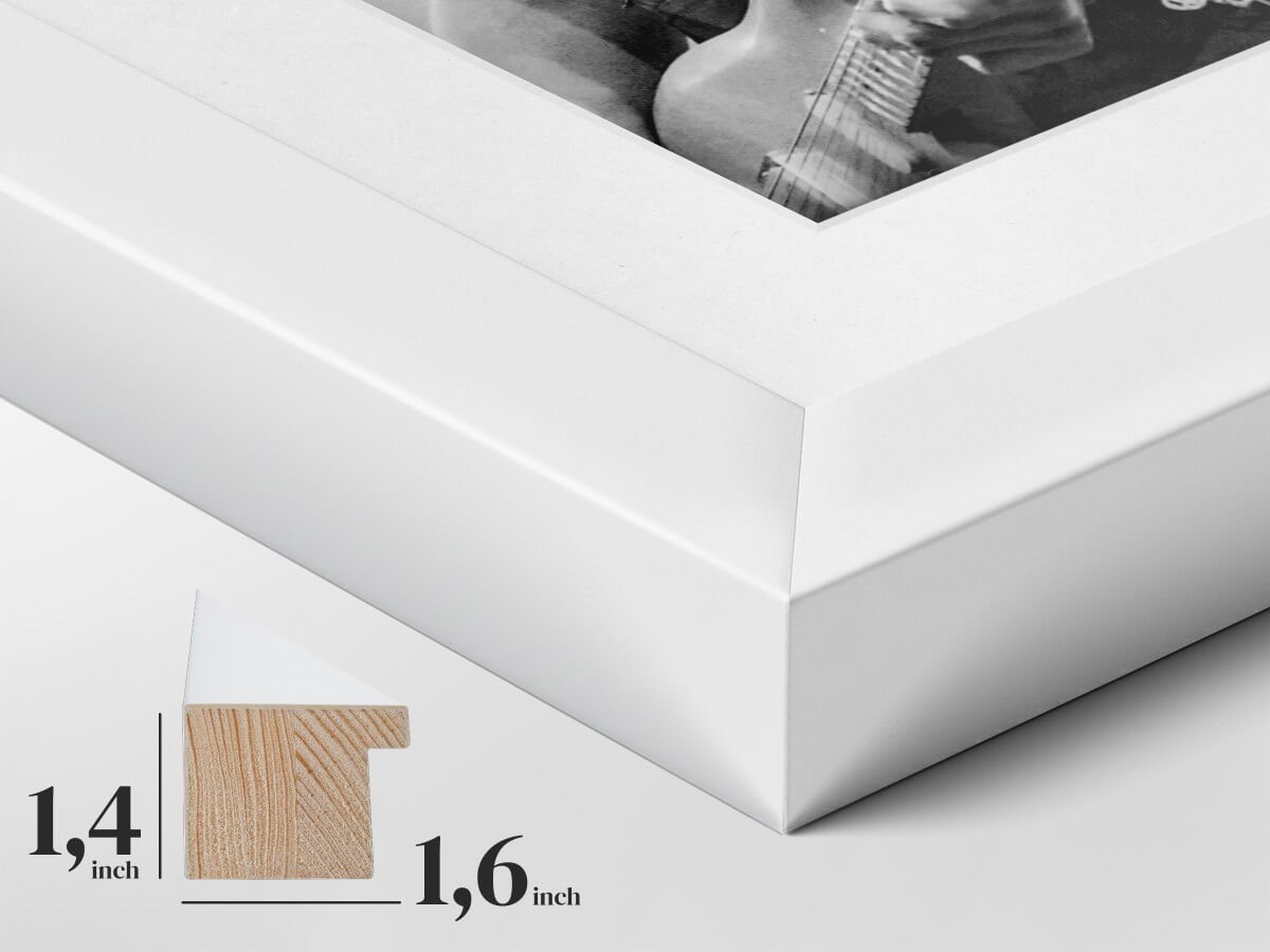 Wide White Wooden Frame - Luminous Presence