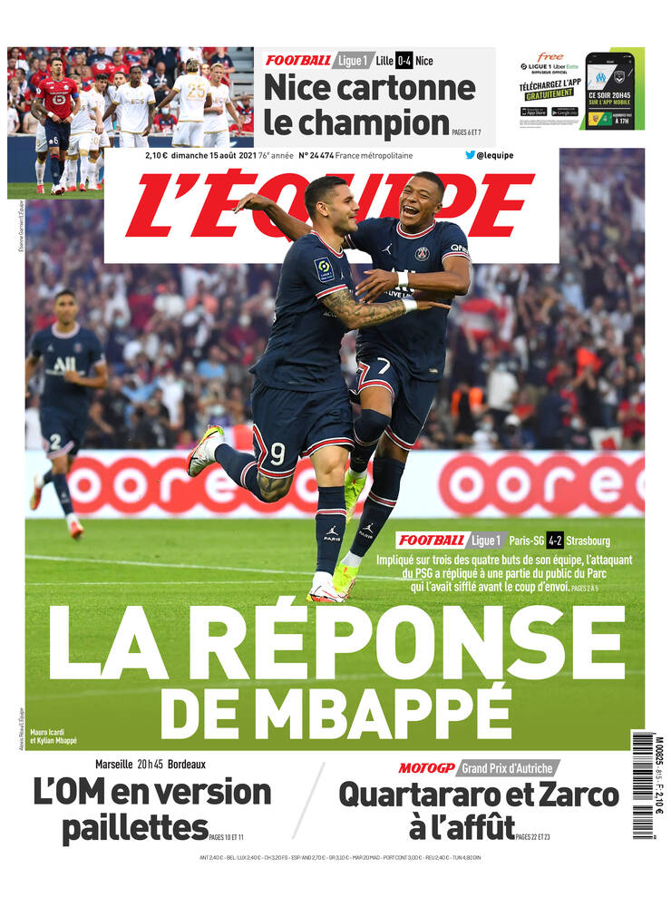 L quipe Front Page From August 15 2021 l-quipe-front-page-from-august-15-2021