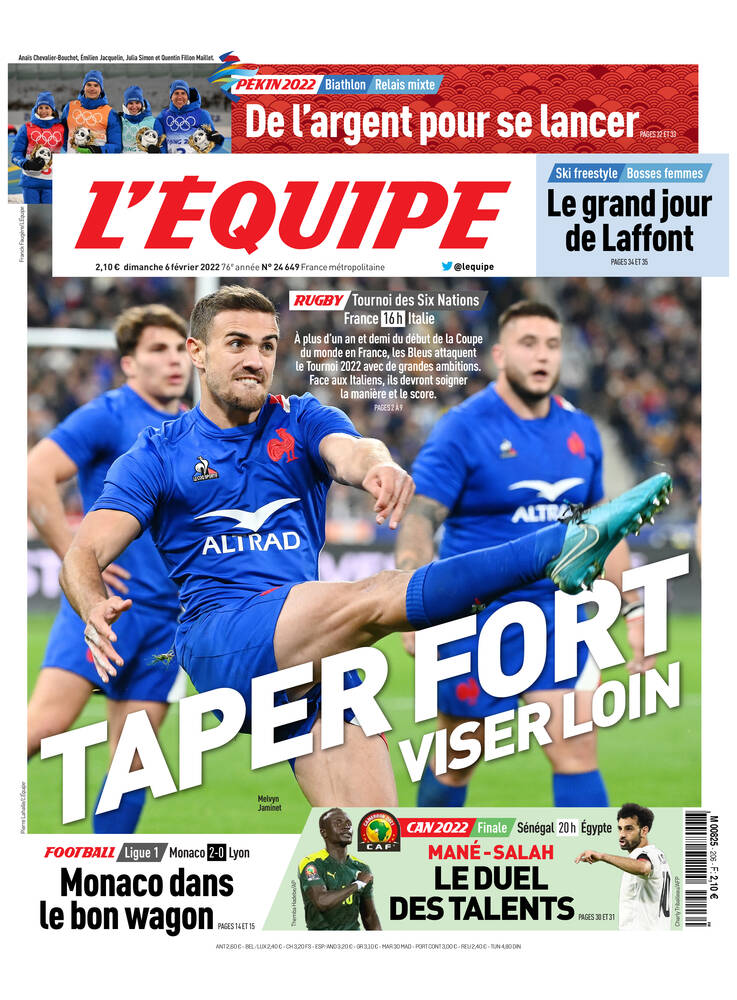 Une de L'Équipe datée du 06 février 2022
