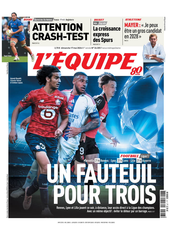 Une de L'Équipe datée du 17 mai 2026