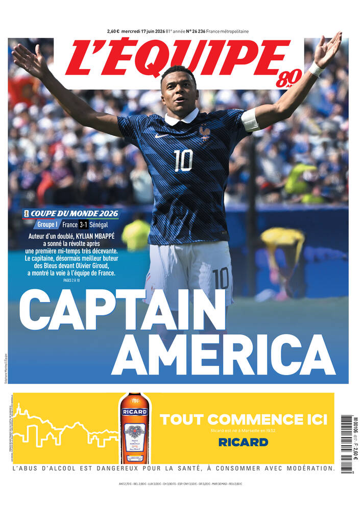 W杯　写真集 L`EQUIPE La coupe du Monde Une de L'Équipe datée du 17 juin 2026