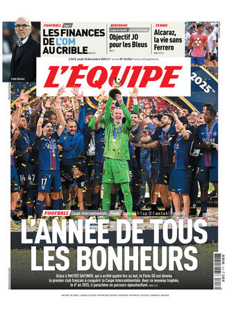 Une de L'Équipe datée du 18 décembre 2025