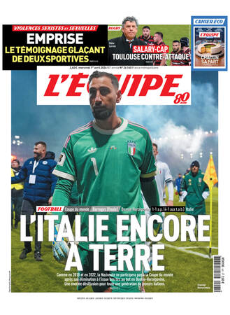 Une de L'Équipe datée du 01 avril 2026