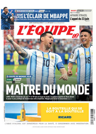 W杯　写真集 L`EQUIPE La coupe du Monde Une de L'Équipe datée du 23 juin 2026