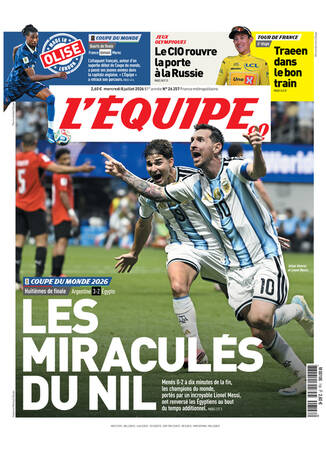 Une de L'Équipe datée du 08 juillet 2026